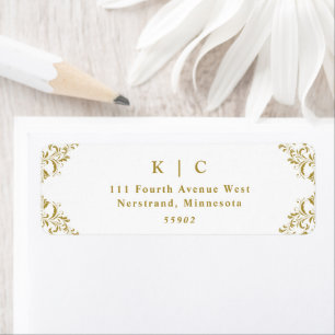 Elegante goldene Vintage-Hochzeit-Rücksendeadresse