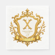 Elegante goldene Vintage-Monogramm-Wappen-Hochzeit