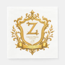 Elegante goldene Vintage-Monogramm-Wappen-Hochzeit