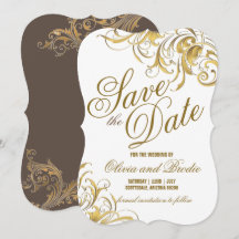 Elegante Goldene Vintage-Wirbel Hochzeit