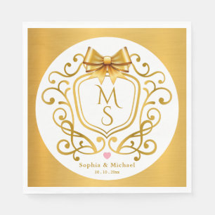 Elegante Goldene Wappen Vintage Monogramm Hochzeit Serviette