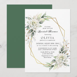 Elegante goldene Wasserfarbe Greenery Brautparty Einladung