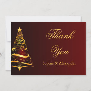 Elegante goldene Weihnachtsbaum-Hochzeit Danke