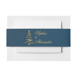 Elegante goldene Weihnachtsbaum-Hochzeit Einladungsbanderole