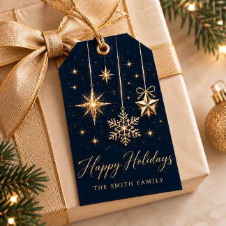 Elegante goldene Weihnachtsdekorationen Frohe Feie Geschenkanhänger