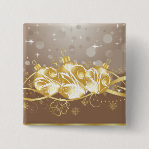 Elegante goldene Weihnachtsdekorationen und Glitte Button