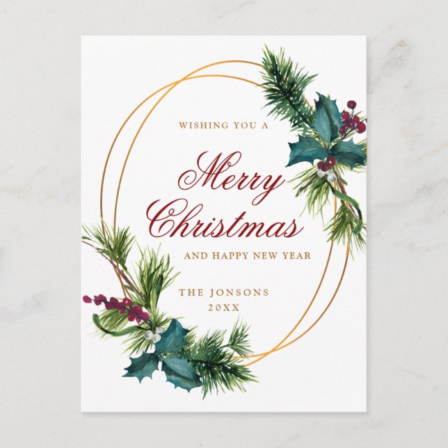 Elegante Goldene Weihnachtsfeier Postkarte (Vorderseite)