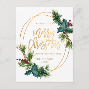 Elegante Goldene Weihnachtsfeier Postkarte
