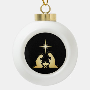 Elegante Goldene Weihnachtskrippe Moderne christ Keramik Kugel-Ornament