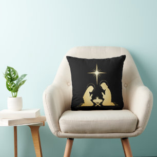 Elegante Goldene Weihnachtskrippe Moderne Christ Kissen