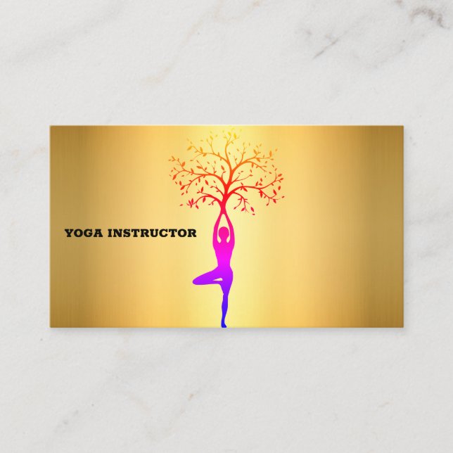 Elegante goldene Yoga-Visitenkarte für Ihr Geschäf Visitenkarte (Vorderseite)