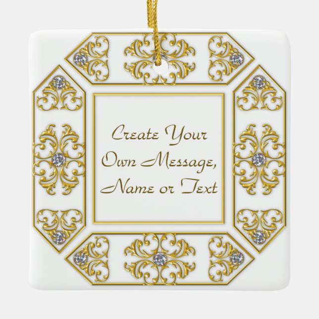 Elegante goldene Ziergrenze mit Diamantakzent Keramikornament (Vorderseite)