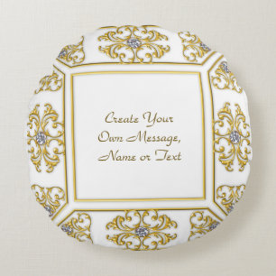 Elegante goldene Ziergrenze mit Diamantakzent Rundes Kissen