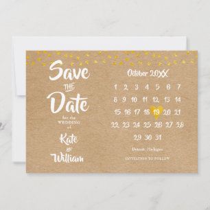 Elegante Goldenen Herzen Kalender Rustikales Boho Save The Date