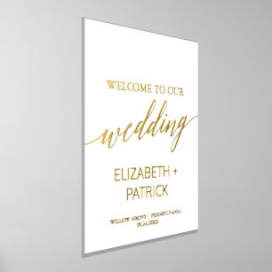 Elegante Goldfoil Calligrafy Wedding Willkommen Foliendrucke