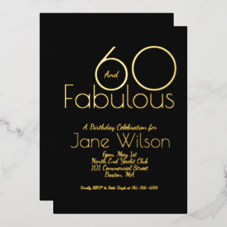 Elegante Goldfolie 60 und Fabelhaftes Geburtstag Folieneinladung