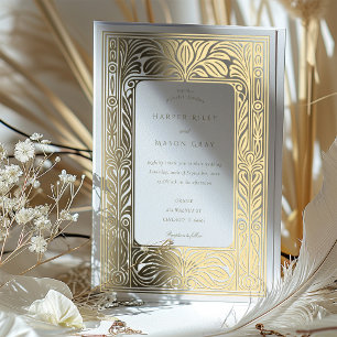 Elegante Goldfolie Art Deco Hochzeit Folieneinladung