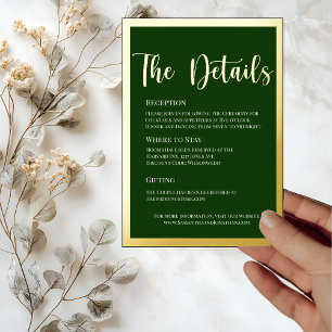 Elegante Goldfolie auf Green Details Card Folieneinladung