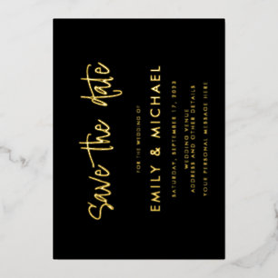 Elegante Goldfolie Hochzeit 'Save the Date' Folieneinladung