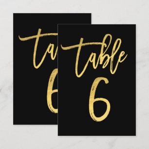 Elegante Goldfolie Moderne Schrift Tisch Nummer 6 Einladung