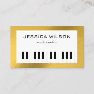 Elegante Goldfolie-Piano-Schlüssel Visitenkarte