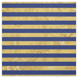 Elegante Goldfolie und blauer Streifen-Muster Stoff