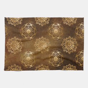 Elegante Goldfolie und schwarze indische Mandala Geschirrtuch