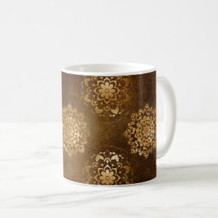 Elegante Goldfolie und schwarze indische Mandala Kaffeetasse