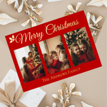 Elegante Goldfolie-Weihnachtskarte auf rotem 5x7-F