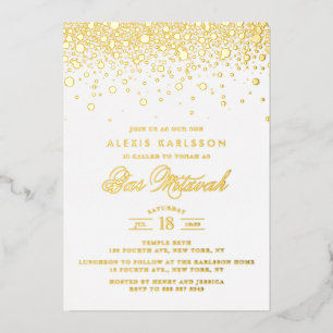 Elegante Goldfolien-Konfetti-Punkte Bar Mitzwa Folieneinladung