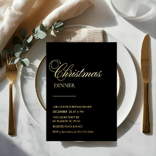 Elegante Goldfolien-Weihnachtsdinner-Einladung Folieneinladung