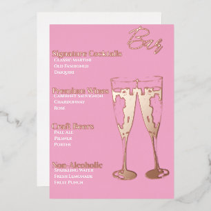 Elegante goldfolierte Cocktailparty-Bar-Speisekart Folien Feiertagskarte