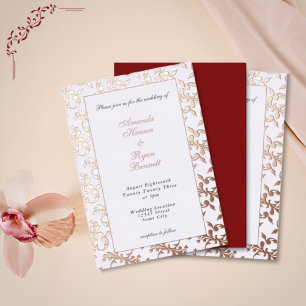 Elegante Goldgeprägte Rokoko-Muster-Hochzeit Folieneinladung