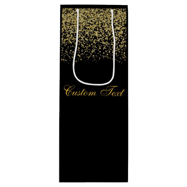 Elegante GoldGlitzerconfetti-Hochzeit Geschenktüte Für Weinflaschen (Vorderseite)