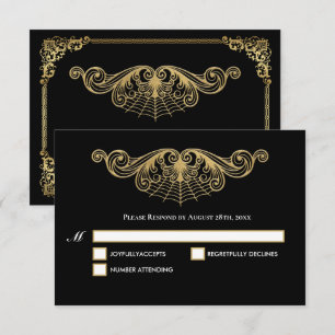 Elegante goldgotische Halloween-Hochzeits-RSVP-Kar RSVP Karte