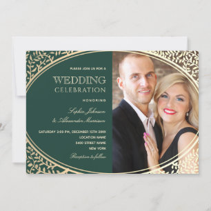 Elegante goldgrüne Hochzeitseinladung Einladung