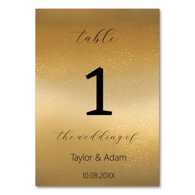 Elegante Goldhochzeit Tischnummer (Rückseite)