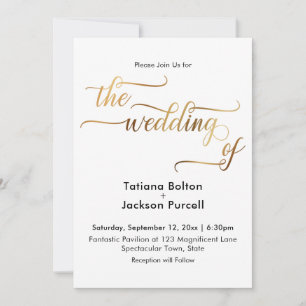 Elegante Goldkalligrafie Die Hochzeit von Einladung