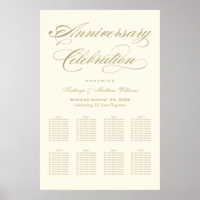 Elegante Goldkalligrafie Hochzeitstag Poster (Vorne)