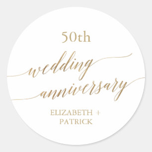 Elegante Goldkalligrafie Hochzeitstag Runder Aufkleber
