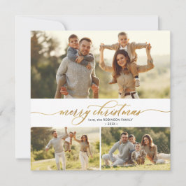 Elegante Goldkalligraphie 3 Multi-Foto Weihnachten