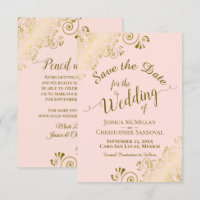 Elegante Goldkalligraphie auf Blush Pink Hochzeit