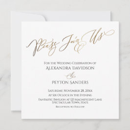 Elegante Goldkalligraphie "Bitte schließen Sie sic Einladung