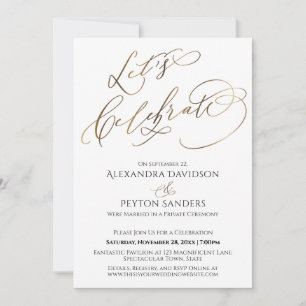 Elegante Goldkalligraphie Feiern wir Empfang Einladung