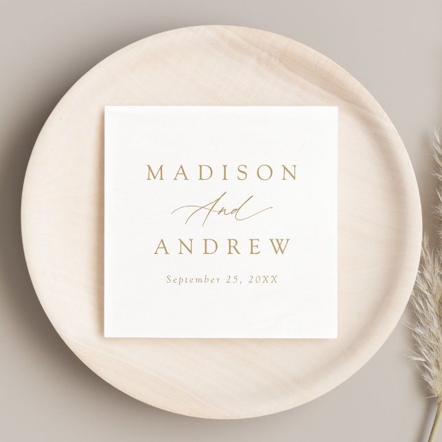 Elegante Goldkalligraphie-Hochzeit Serviette (Von Creator hochgeladen)