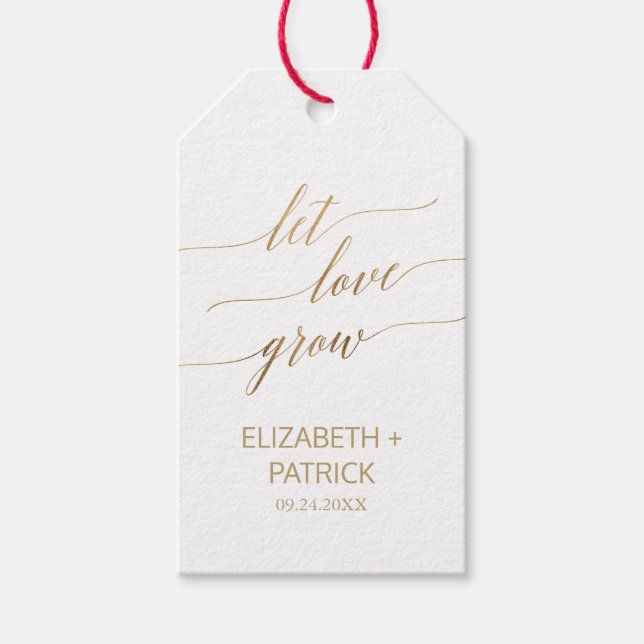 Elegante Goldkalligraphie Lasse Liebe wachsen Gefa Geschenkanhänger (Vorderseite)