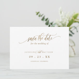Elegante Goldkalligraphie, Minimalistische Hochzei Save The Date