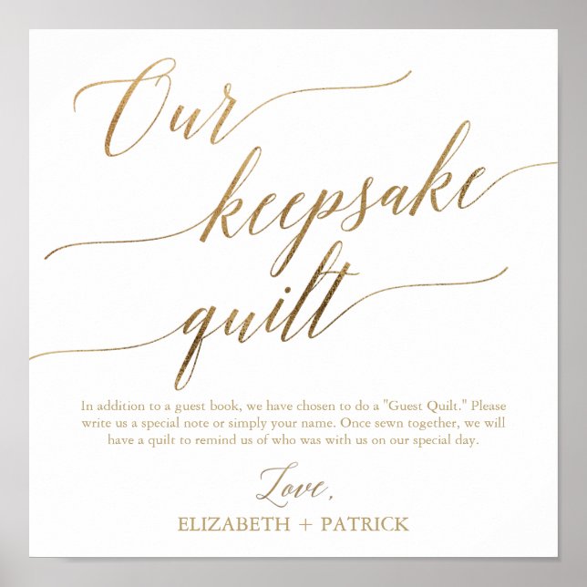 Elegante Goldkalligraphie - unser Keepake-Quilt Poster (Vorne)