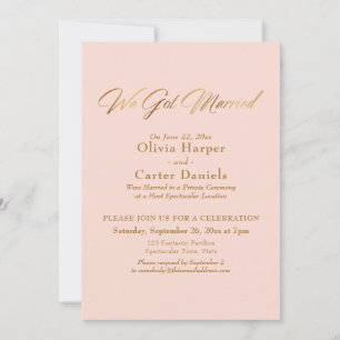Elegante Goldkalligraphie Wir Got Verheiratetes Ro Einladung