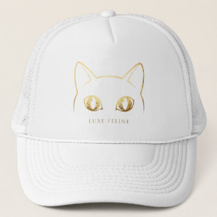 Elegante Goldkatze Line Art Baseballkappe Truckerkappe